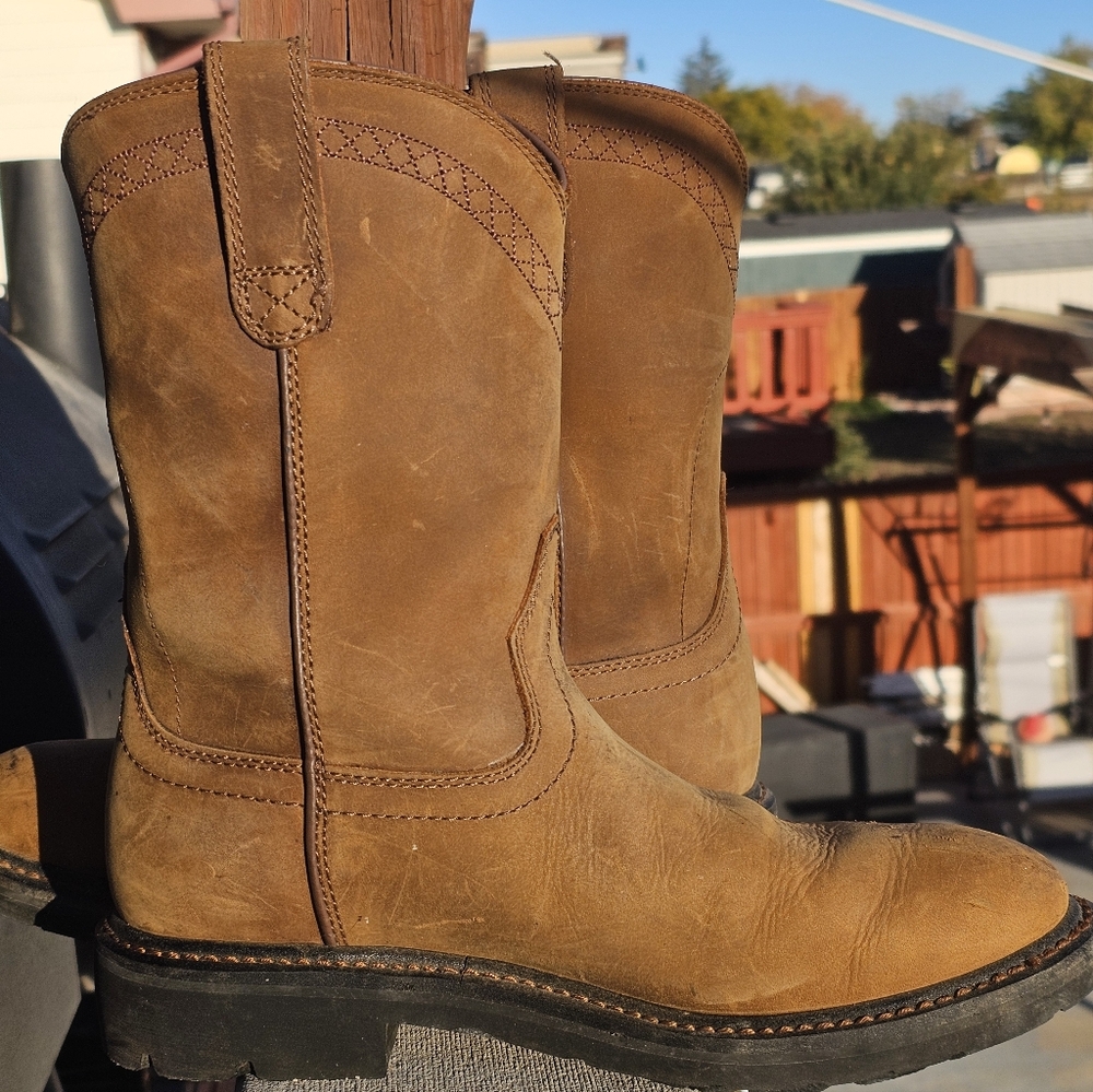 Mens Ariat Work Brown Western Cowboy Boots - Picture 9 of 14